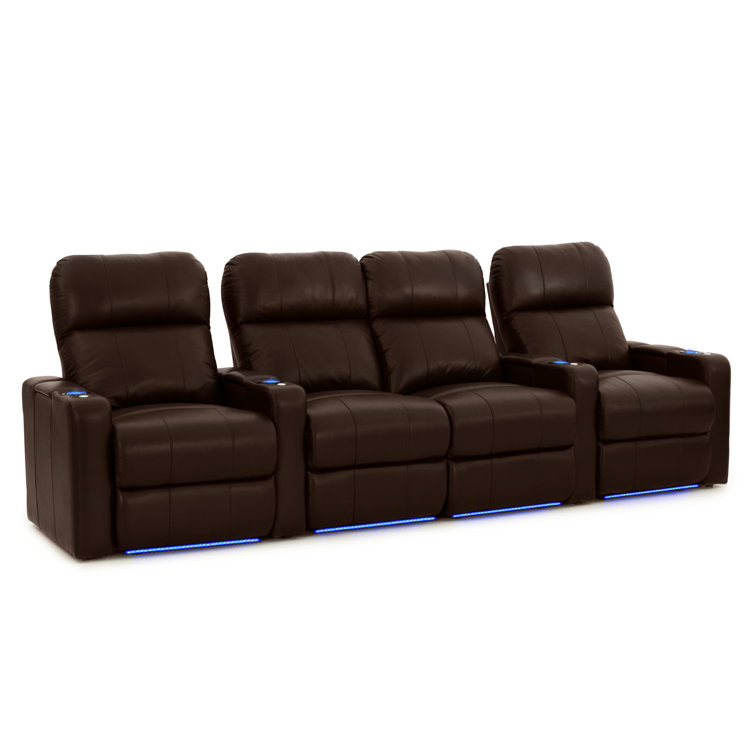 Latitude Run® 128'' Wide Genuine Leather Home Theater Seating with Cup